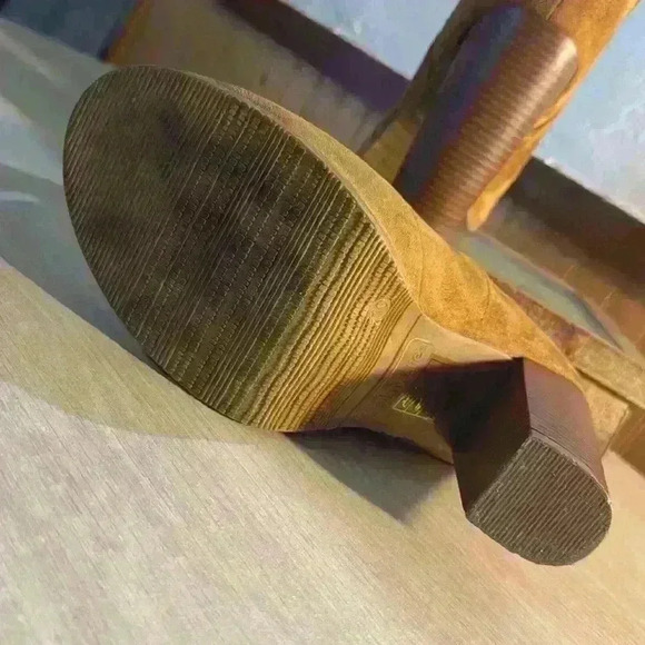 Bella Marie “Sarah Tom” Suede Peep Toe Buckle Ankle Booties - Picture 5 of 6